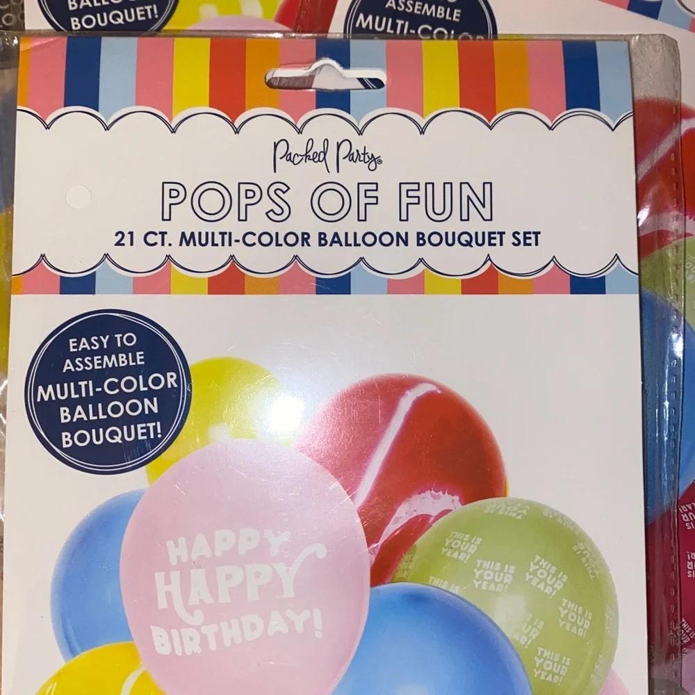 Lot of 4 Assorted Pop Of Fun Multicolored Ballon Bouquet Helium or Air Fill OS